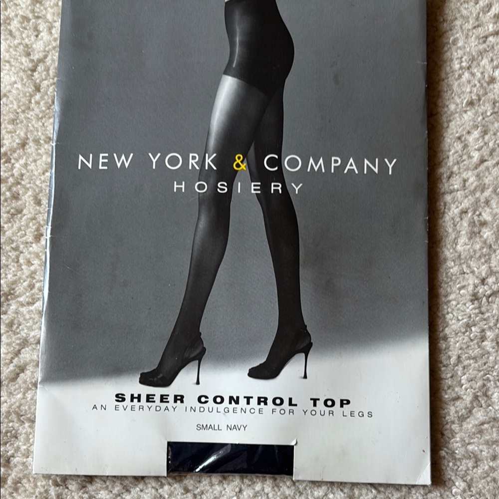 New York & Company NAVY Sheer Control Top Hosiery. NWT